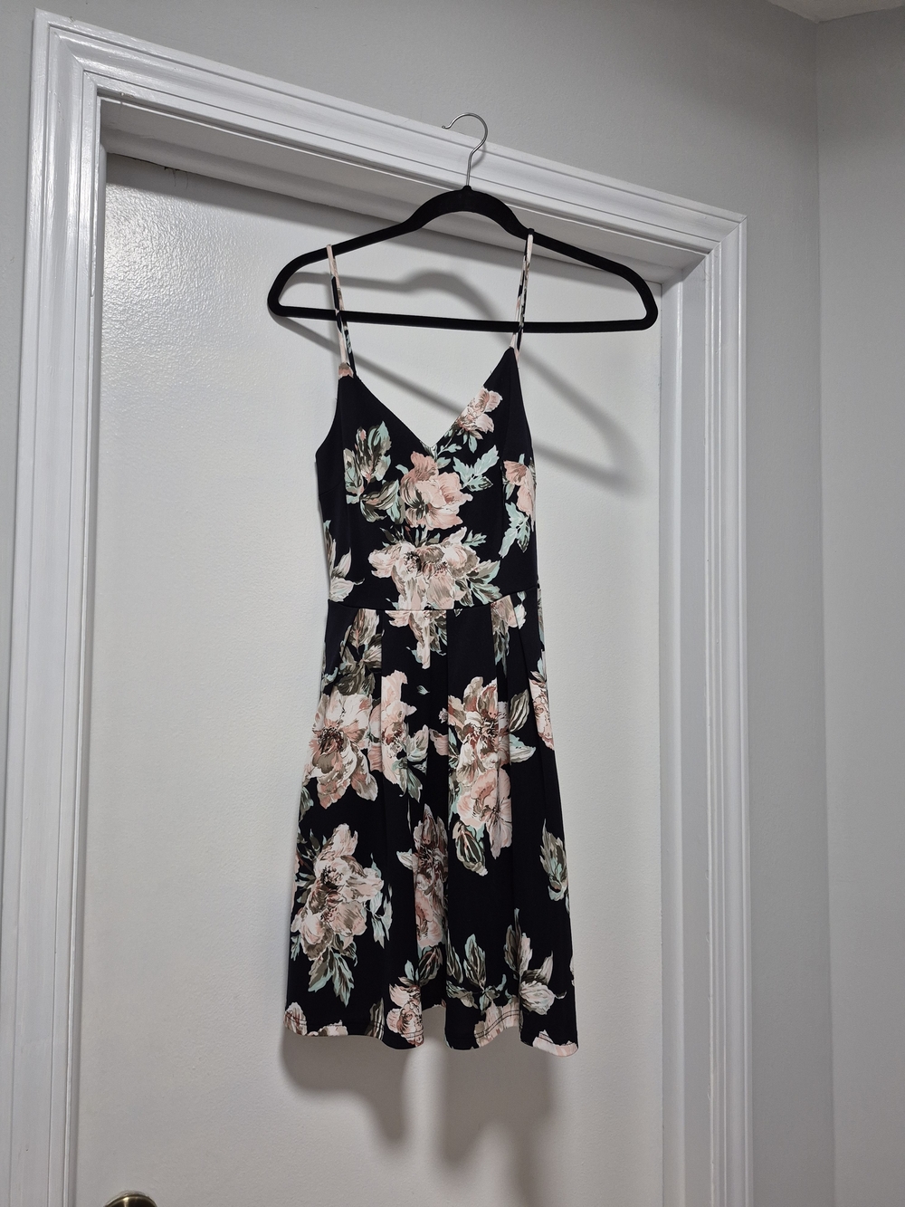 Black Floral Spaghetti-Strap Dress - Brand: